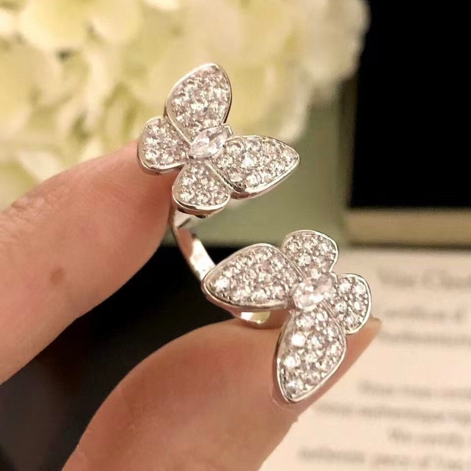 [Marin-Jewelry]TWIN SILVER BUTTERFLY DIAMOND RING
