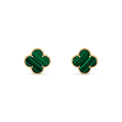 [Marin-Jewelry]CLOVER MINI 9.5MM MALACHITE  EARRINGS
