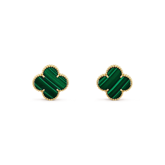 [Marin-Jewelry]CLOVER MINI 9.5MM MALACHITE  EARRINGS