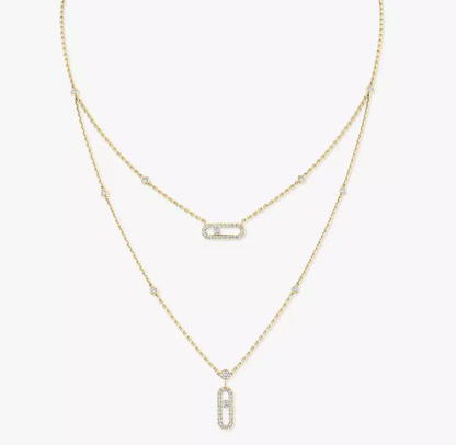 [Marin-Jewelry]MS Double-Circle Full-Diamond Necklace