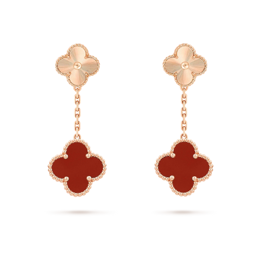 [Marin-Jewelry]CLOVER 2 MOTIF  LASER CARNELIAN EARRINGS