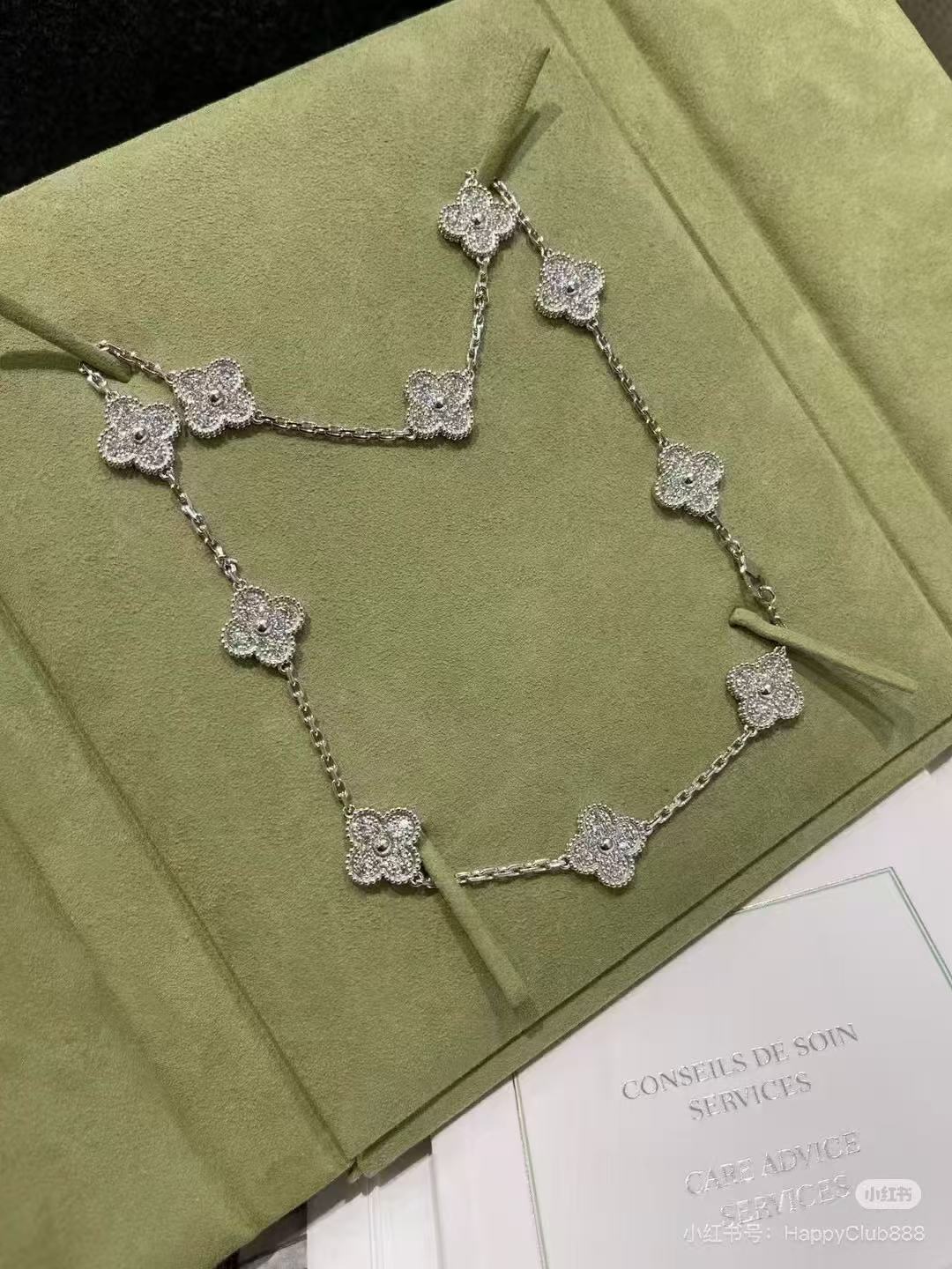 [Marin-Jewelry Jewelry]CLOVER 10 MOTIFS  FULL DIAMOND NECKLACE