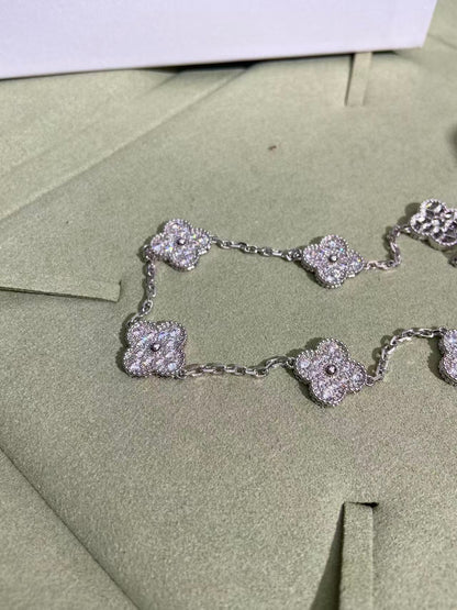 [Marin-Jewelry Jewelry]CLOVER 10 MOTIFS  FULL DIAMOND NECKLACE
