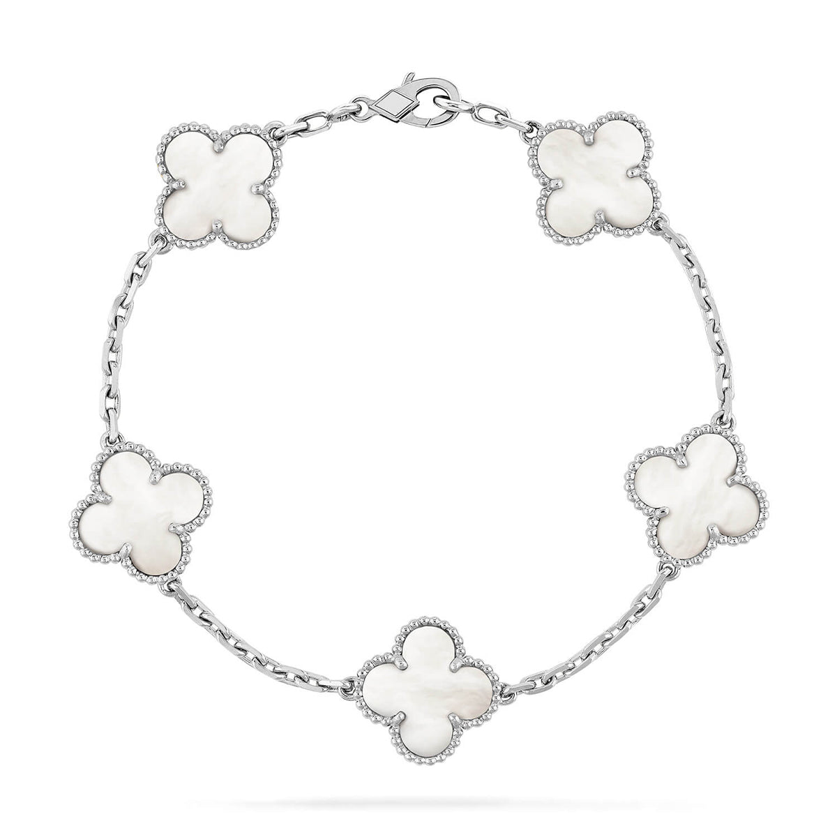 [Marin-Jewelry]CLOVER WHITE PEARL MOP 5 MOTIF BRACELET COLLECTION