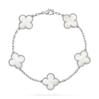 [Marin-Jewelry]CLOVER WHITE PEARL MOP 5 MOTIF BRACELET COLLECTION