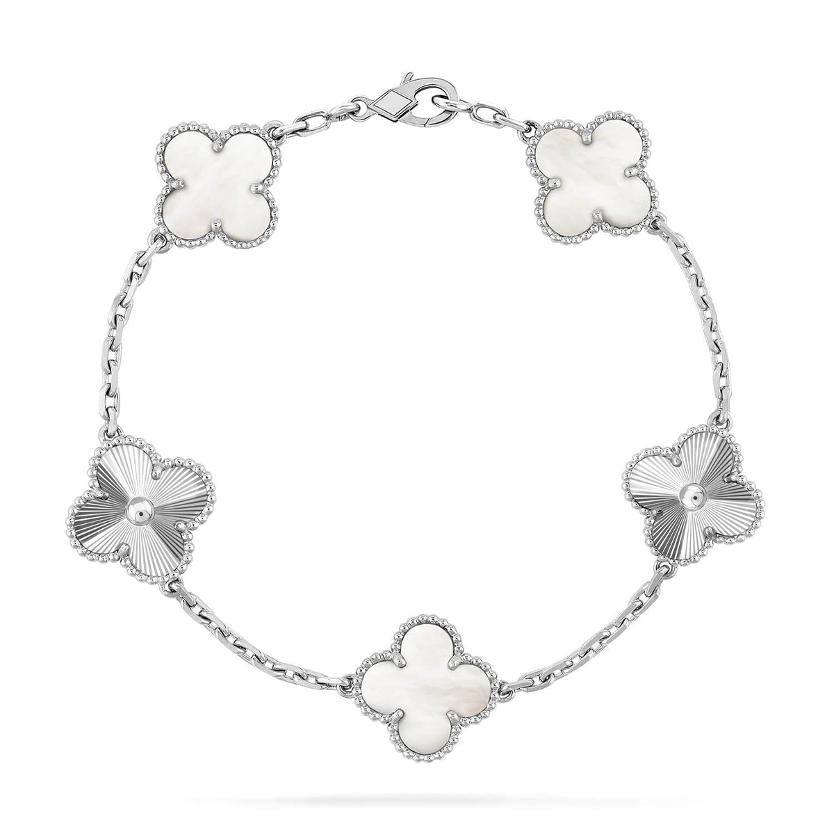 [Marin-Jewelry]CLOVER WHITE PEARL MOP 5 MOTIF BRACELET COLLECTION