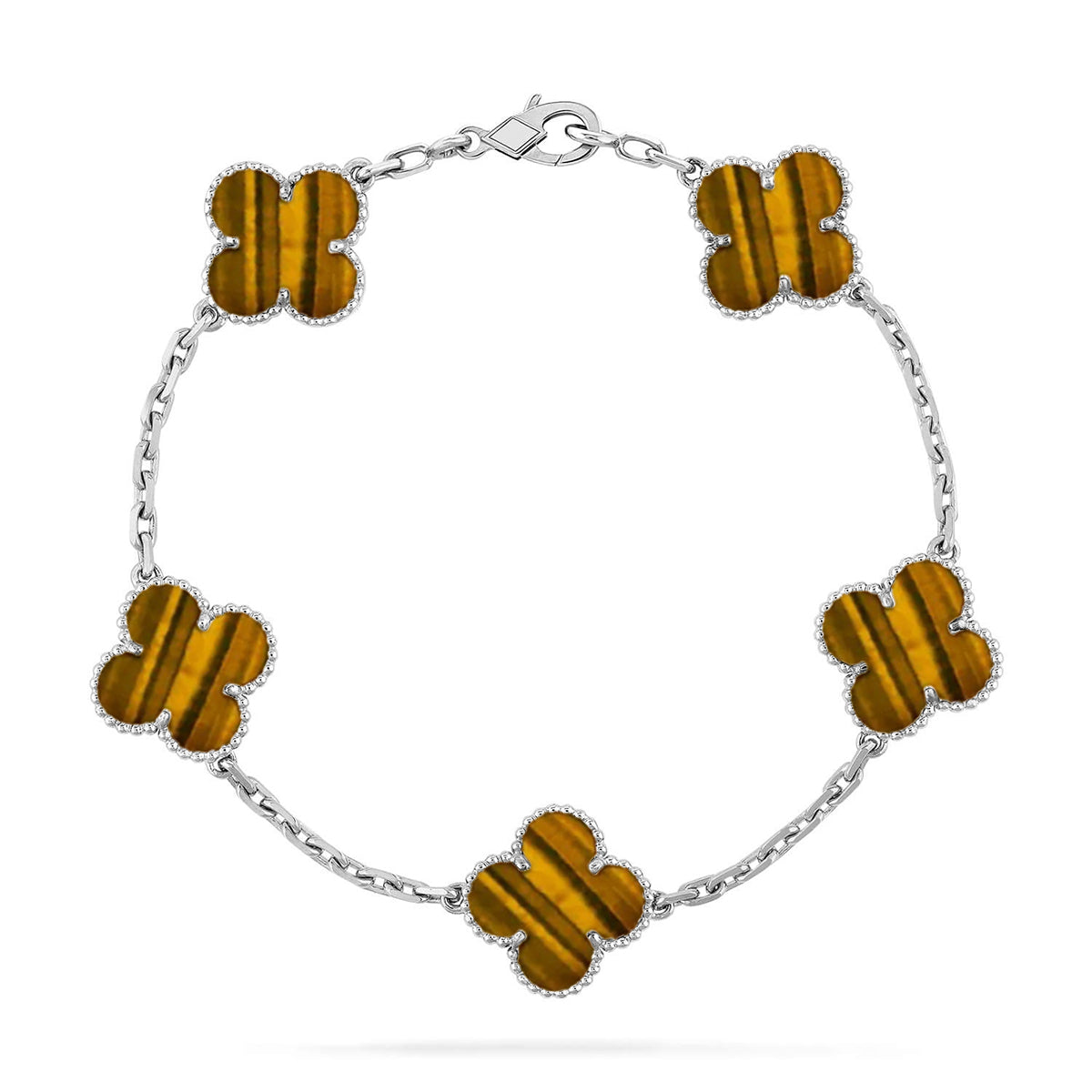 [Marin-Jewelry] CLOVER 5 MOTIFS TIGER EYE BRACELET COLLECTION