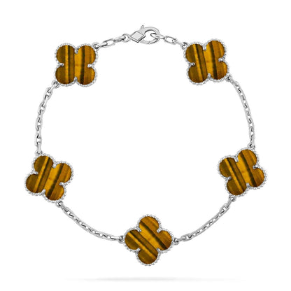 [Marin-Jewelry] CLOVER 5 MOTIFS TIGER EYE BRACELET COLLECTION
