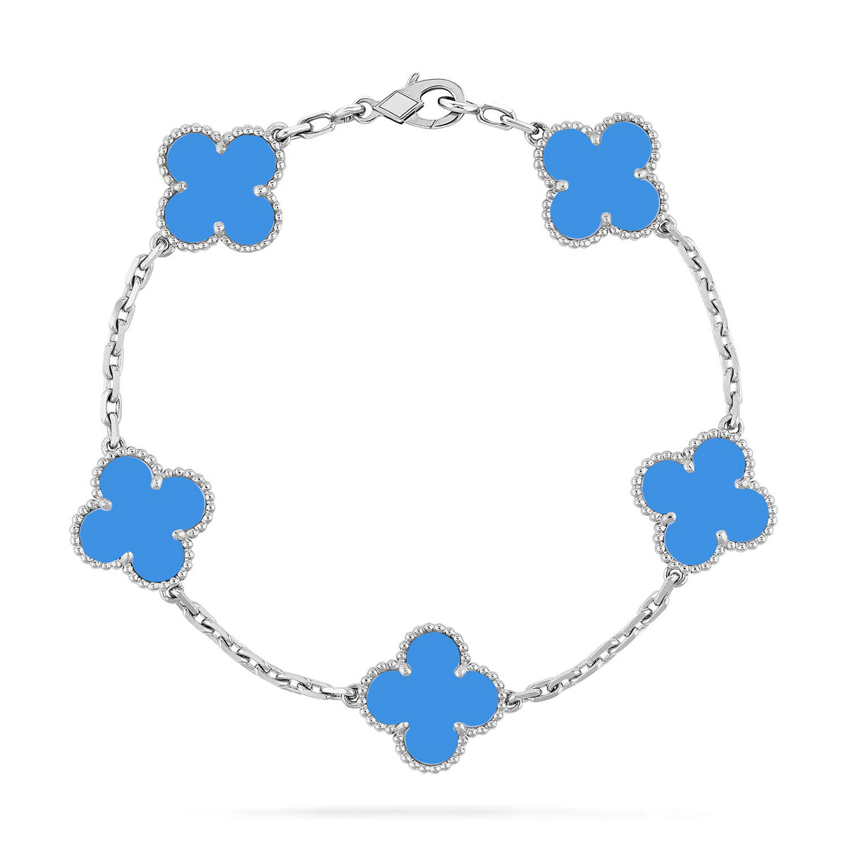 [Marin-Jewelry] CLOVER 5 MOTIF BLUE AGATE BRACELET COLLECTION