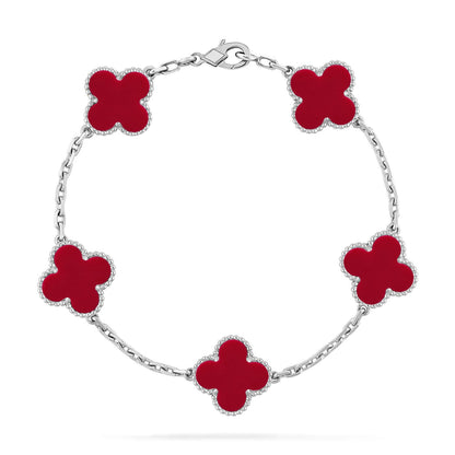 [Marin-Jewelry] CLOVER 5 MOTIF RED CORNELIAN BRACELET COLLECTION
