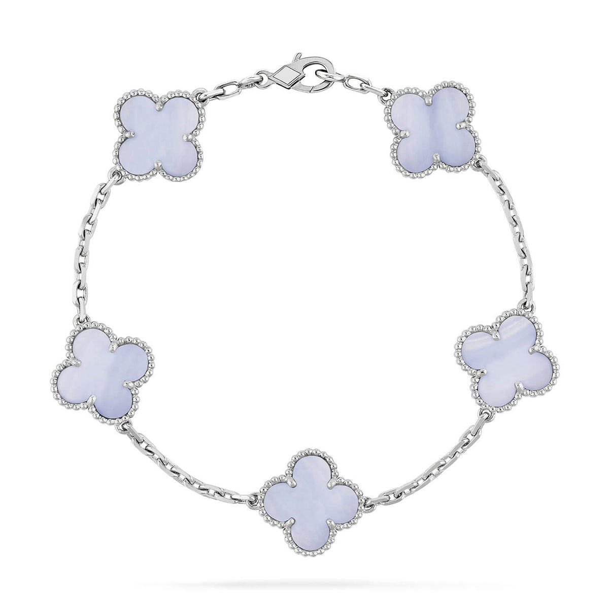 [Marin-Jewelry] CLOVER 5 MOTIF PURPLE CHALCEDONY BRACELET COLLECTION