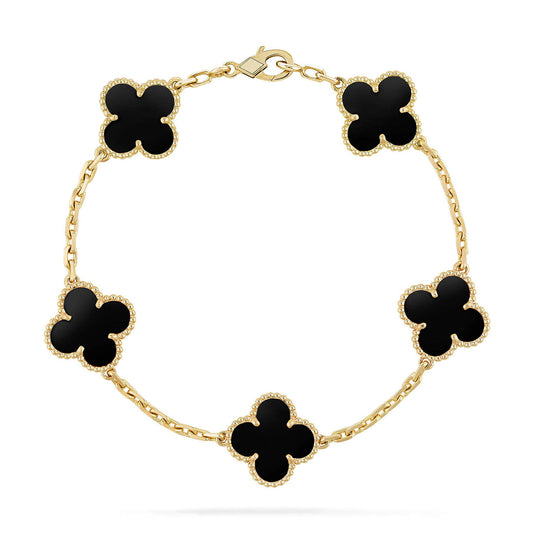 [Marin-Jewelry] CLOVER 5 MOTIF ONYXS BRACELET COLLECTION
