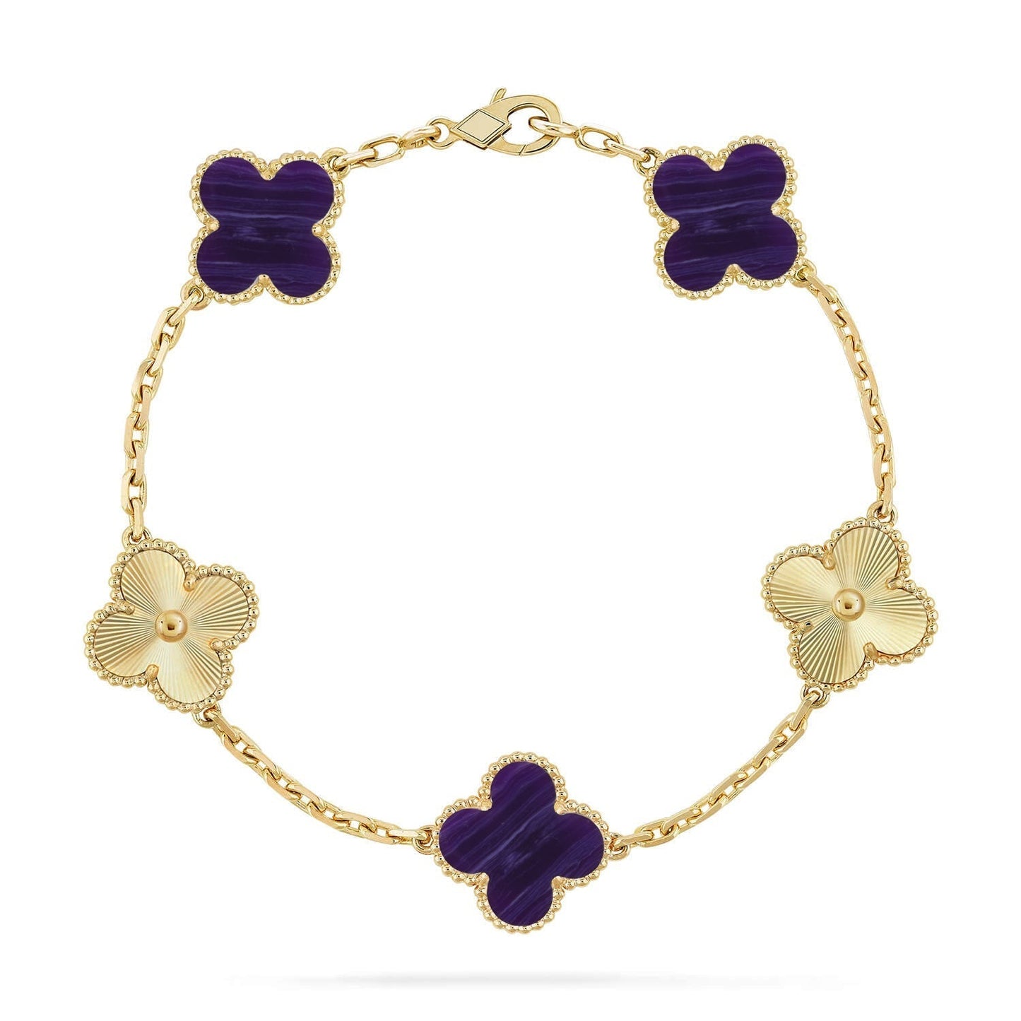 [Marin-Jewelry]CLOVER 5 MOTIF PURPLE STRIPES BRACELET COLLECTION