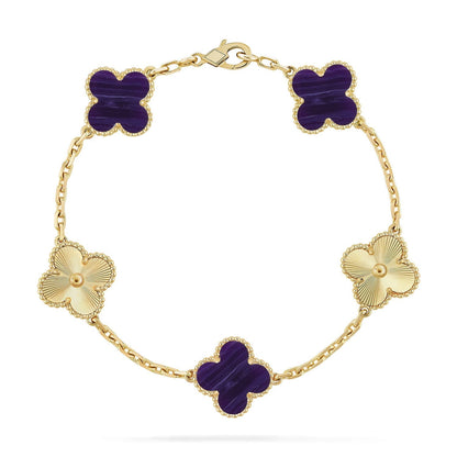 [Marin-Jewelry]CLOVER 5 MOTIF PURPLE STRIPES BRACELET COLLECTION