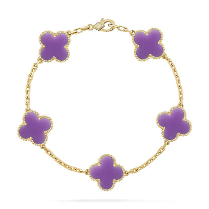 [Marin-Jewelry]CLOVER 5 MOTIF LIGHT PURPLE BRACELET COLLECTION