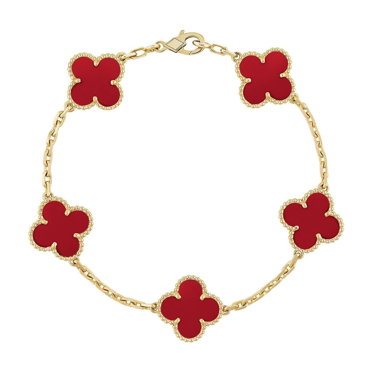 [Marin-Jewelry] CLOVER 5 MOTIF RED CORNELIAN BRACELET COLLECTION