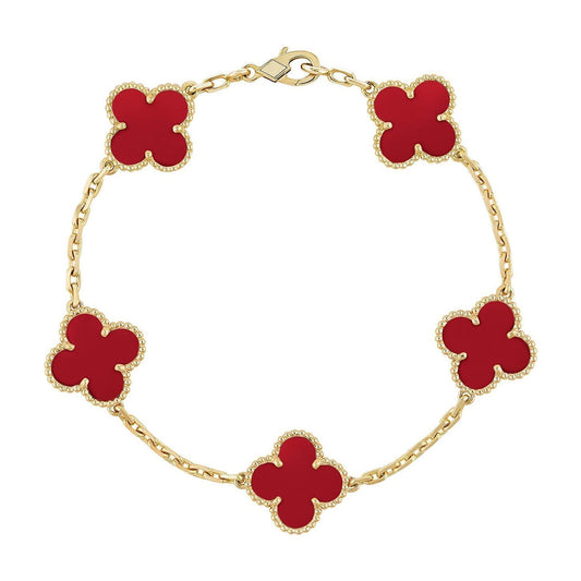 [Marin-Jewelry] CLOVER 5 MOTIF RED CORNELIAN BRACELET COLLECTION