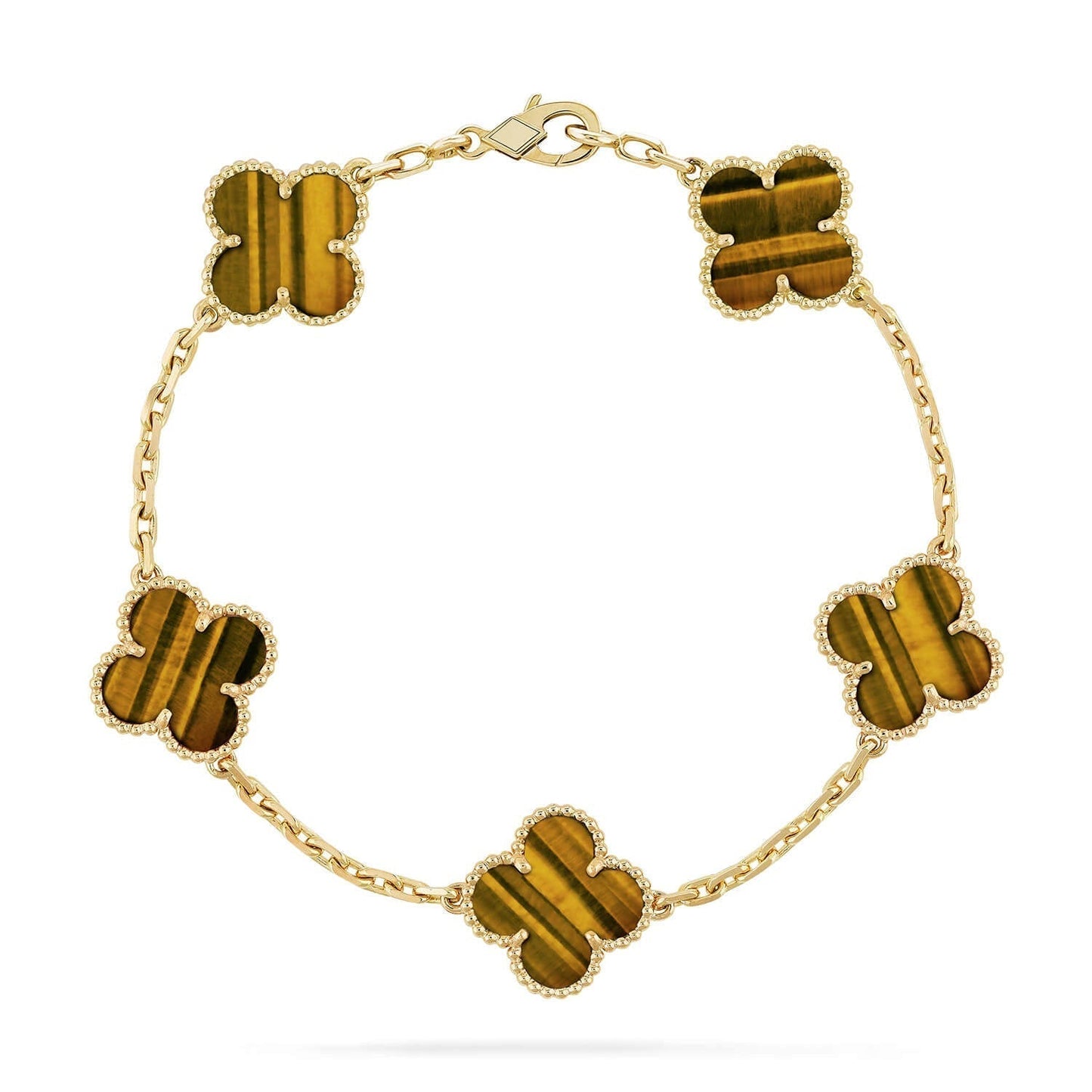 [Marin-Jewelry] CLOVER 5 MOTIFS TIGER EYE BRACELET COLLECTION