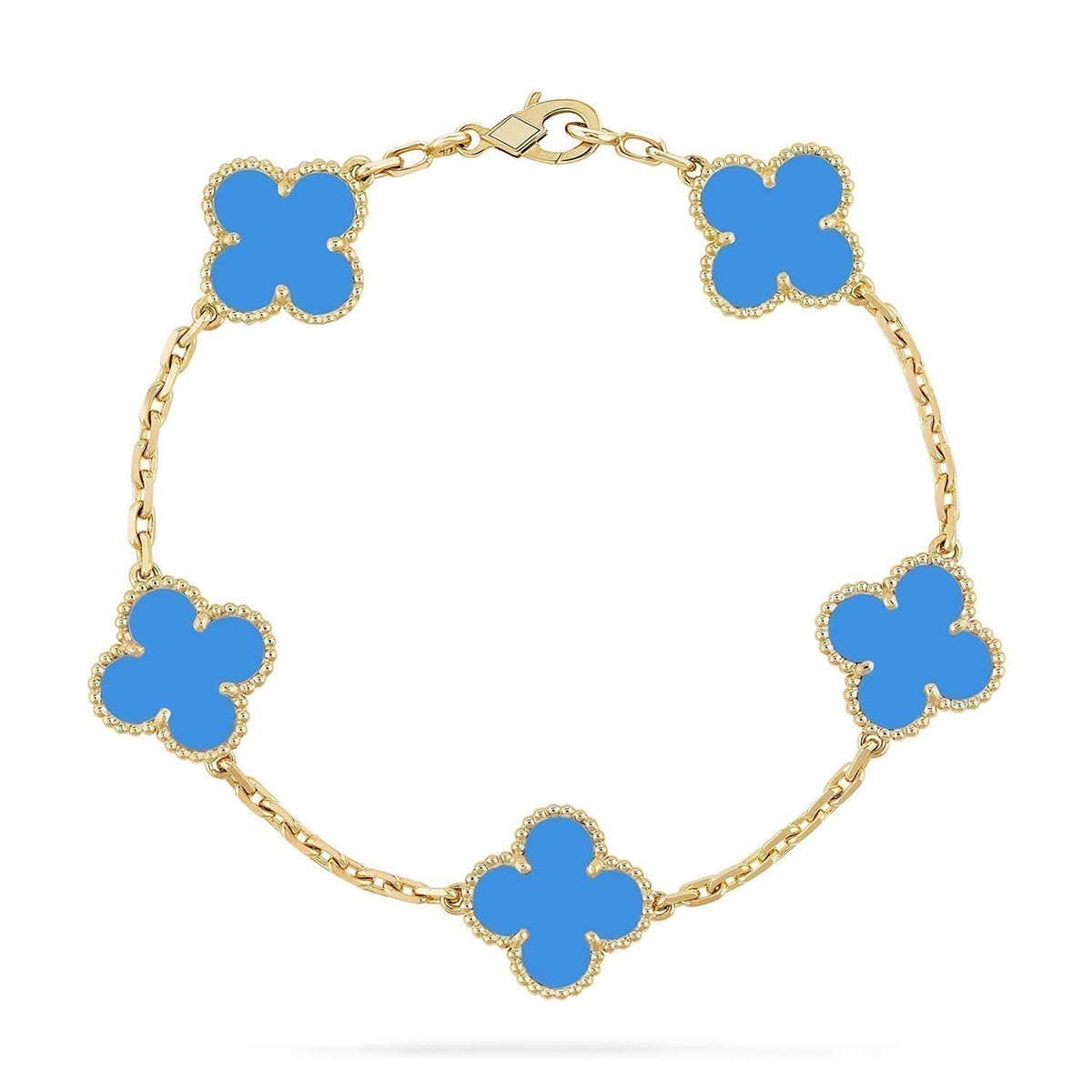 [Marin-Jewelry] CLOVER 5 MOTIF BLUE AGATE BRACELET COLLECTION