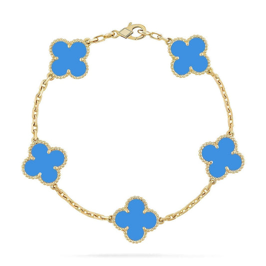 [Marin-Jewelry] CLOVER 5 MOTIF BLUE AGATE BRACELET COLLECTION
