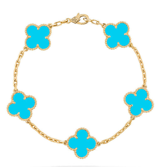 [Marin-Jewelry] CLOVER 5 MOTIF TURQUOISE BRACELET COLLECTION