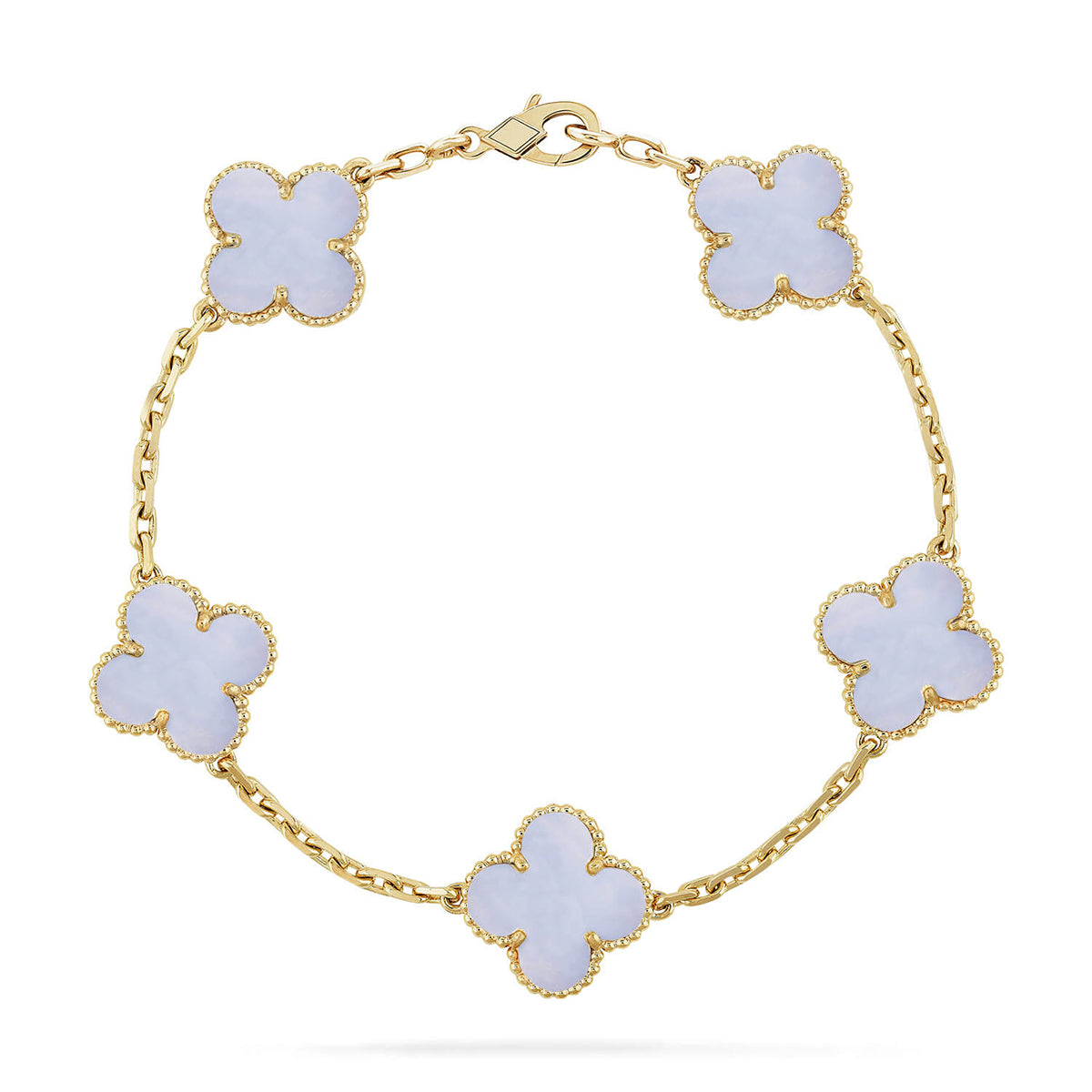 [Marin-Jewelry] CLOVER 5 MOTIF PURPLE CHALCEDONY BRACELET COLLECTION