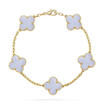 [Marin-Jewelry] CLOVER 5 MOTIF PURPLE CHALCEDONY BRACELET COLLECTION