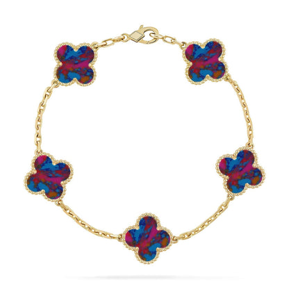 [Marin-Jewelry]CLOVER 5 MOTIF COLOR GEMSTONES BRACELET COLLECTION
