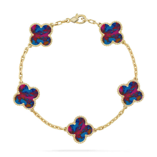 [Marin-Jewelry]CLOVER 5 MOTIF COLOR GEMSTONES BRACELET COLLECTION