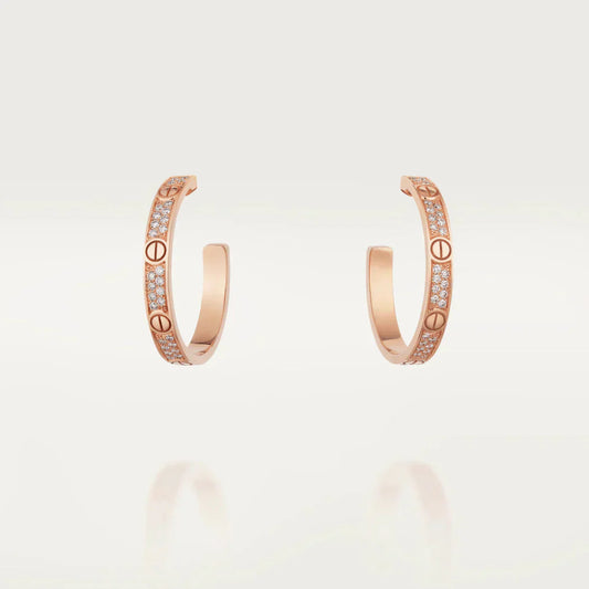 [Marin-Jewelry]LOVE DIAMOND PINK GOLD HOOP EARRINGS