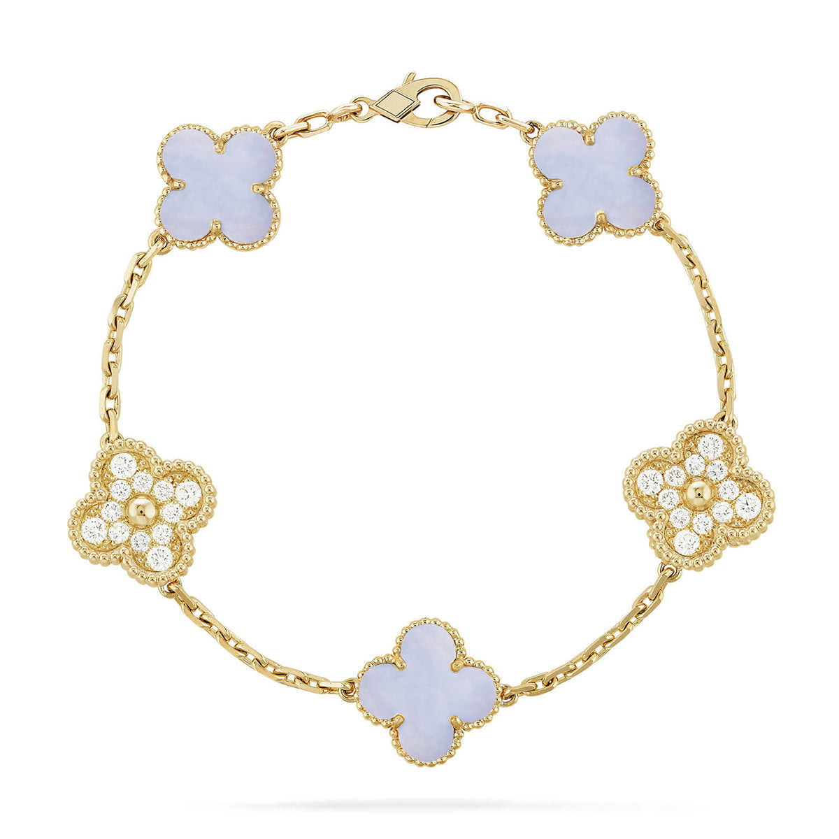 [Marin-Jewelry] CLOVER 5 MOTIF PURPLE CHALCEDONY BRACELET COLLECTION