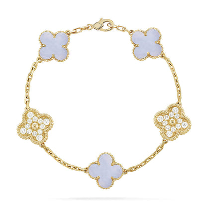 [Marin-Jewelry] CLOVER 5 MOTIF PURPLE CHALCEDONY BRACELET COLLECTION