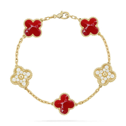 [Marin-Jewelry]CLOVER 5 MOTIF RED PATTERN BRACELET COLLECTION