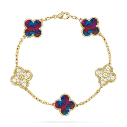 [Marin-Jewelry]CLOVER 5 MOTIF COLOR GEMSTONES BRACELET COLLECTION