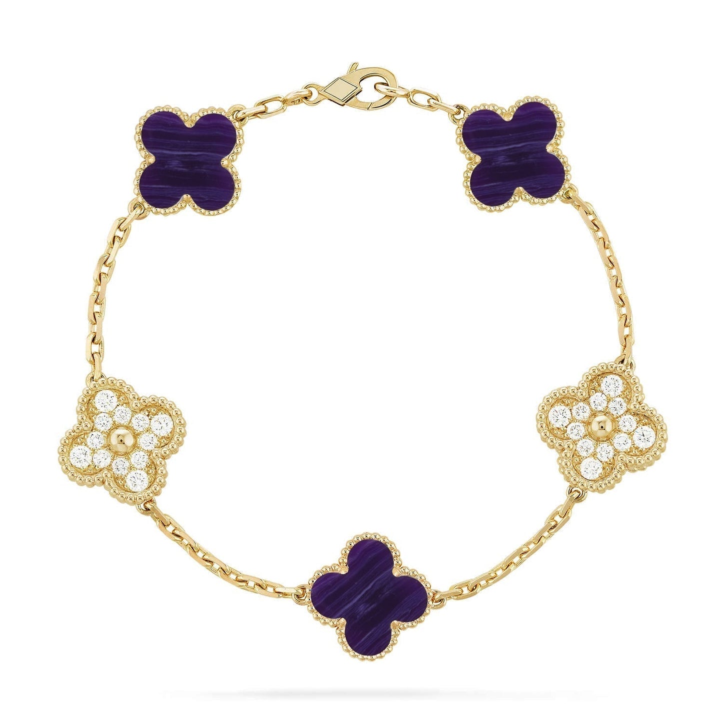 [Marin-Jewelry]CLOVER 5 MOTIF PURPLE STRIPES BRACELET COLLECTION
