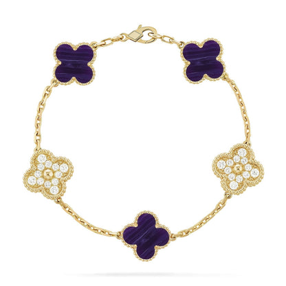 [Marin-Jewelry]CLOVER 5 MOTIF PURPLE STRIPES BRACELET COLLECTION