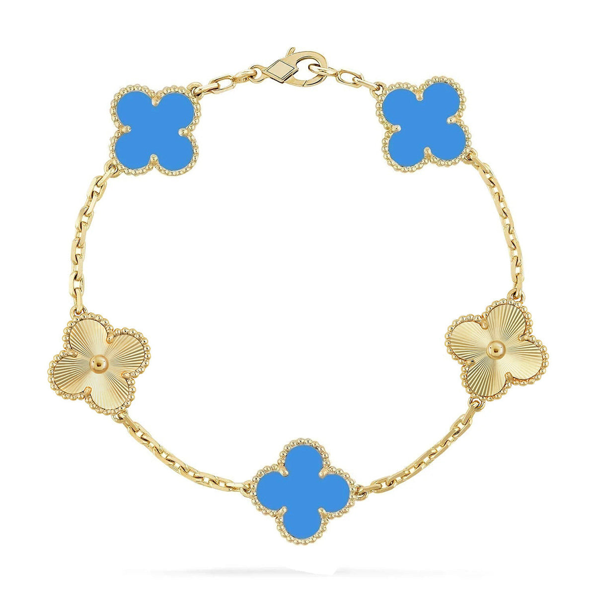 [Marin-Jewelry] CLOVER 5 MOTIF BLUE AGATE BRACELET COLLECTION