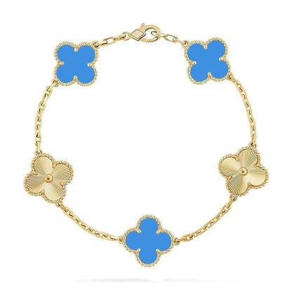 [Marin-Jewelry] CLOVER 5 MOTIF BLUE AGATE BRACELET COLLECTION