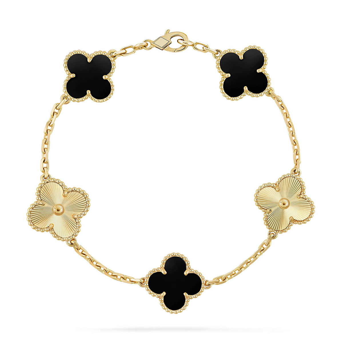 [Marin-Jewelry] CLOVER 5 MOTIF ONYXS BRACELET COLLECTION