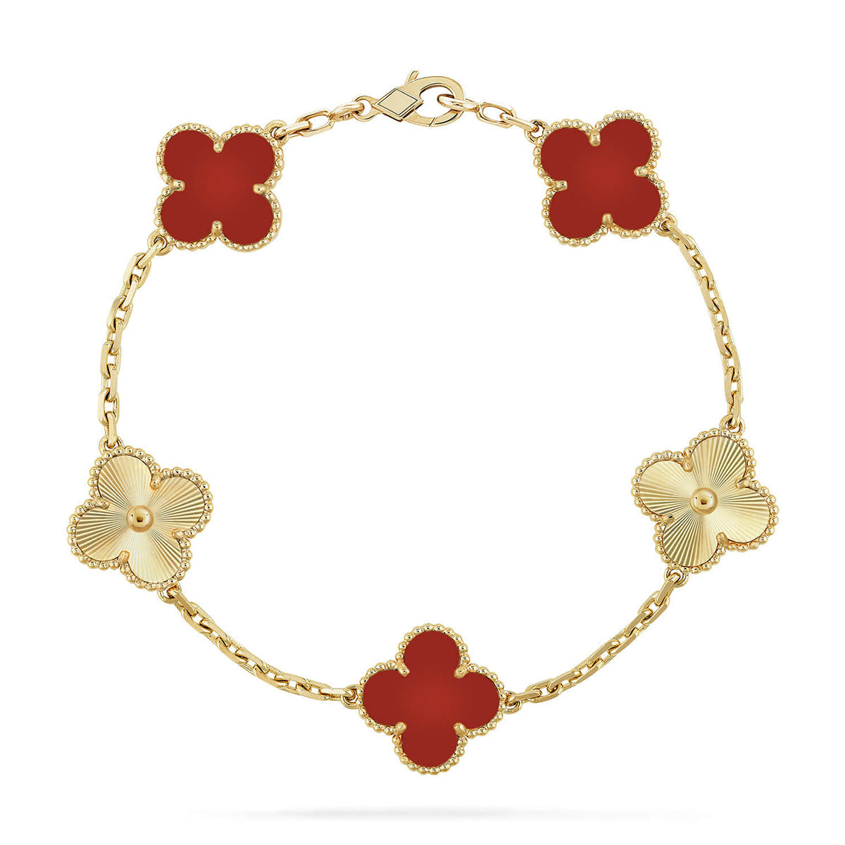 [Marin-Jewelry] CLOVER 5 MOTIF RED CORNELIAN BRACELET COLLECTION