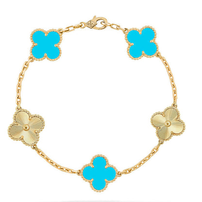[Marin-Jewelry] CLOVER 5 MOTIF TURQUOISE BRACELET COLLECTION
