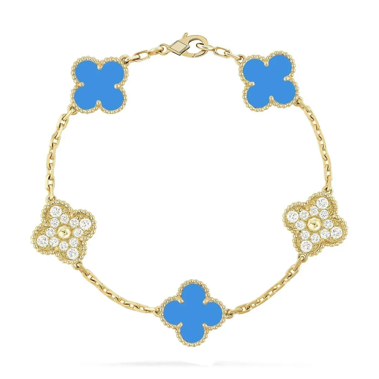 [Marin-Jewelry] CLOVER 5 MOTIF BLUE AGATE BRACELET COLLECTION