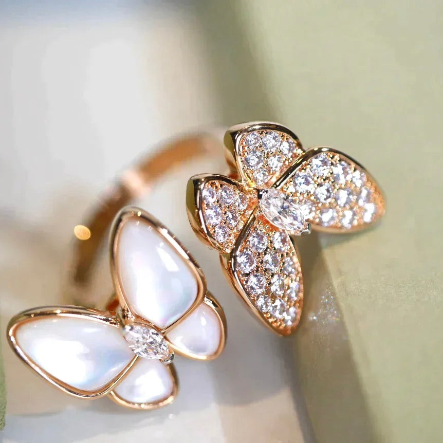 [Marin-Jewelry]TWIN BUTTERFLY DIAMOND MOP RING