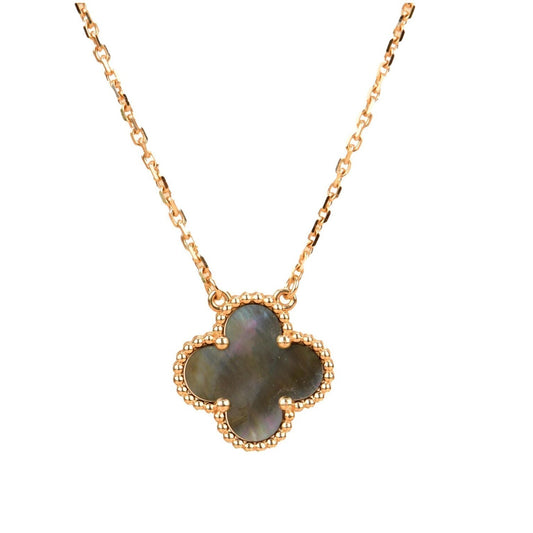 [Marin-Jewelry]CLOVER 15MM  GRAY MOTHER OF PEARL NECKLACE