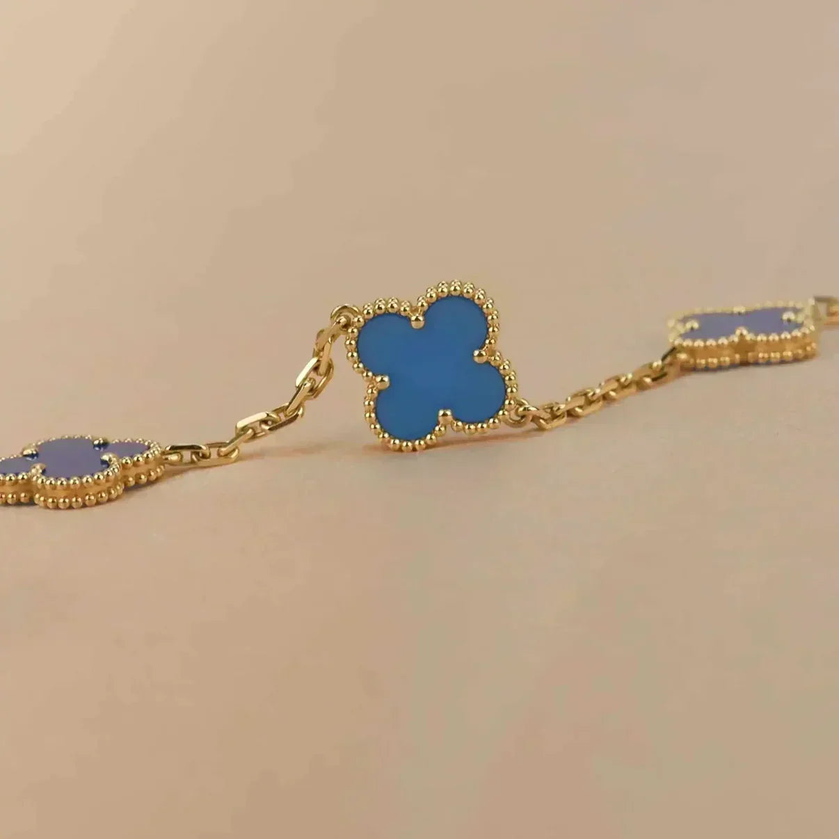 [Marin-Jewelry] CLOVER 5 MOTIF BLUE AGATE BRACELET COLLECTION