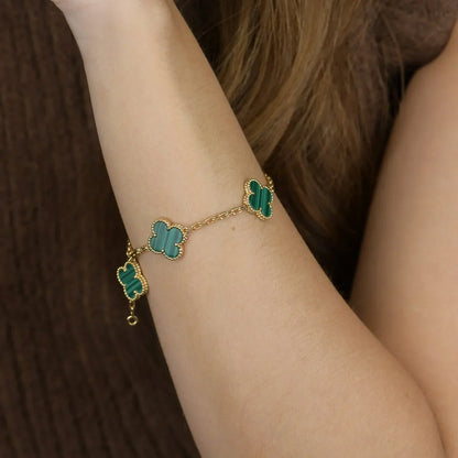 [Marin-Jewelry] CLOVER 5 MOTIF MALACHITE BRACELET COLLECTION