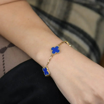 [Marin-Jewelry] CLOVER 5 MOTIF BLUE AGATE BRACELET COLLECTION