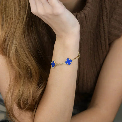[Marin-Jewelry] CLOVER 5 MOTIF BLUE AGATE BRACELET COLLECTION