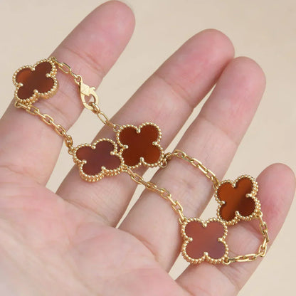[Marin-Jewelry] CLOVER 5 MOTIF RED CORNELIAN BRACELET COLLECTION