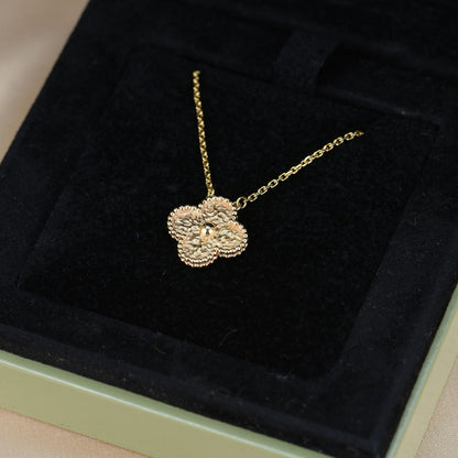 [Marin-Jewelry]CLOVER 15MM  BRONZING NECKLACE